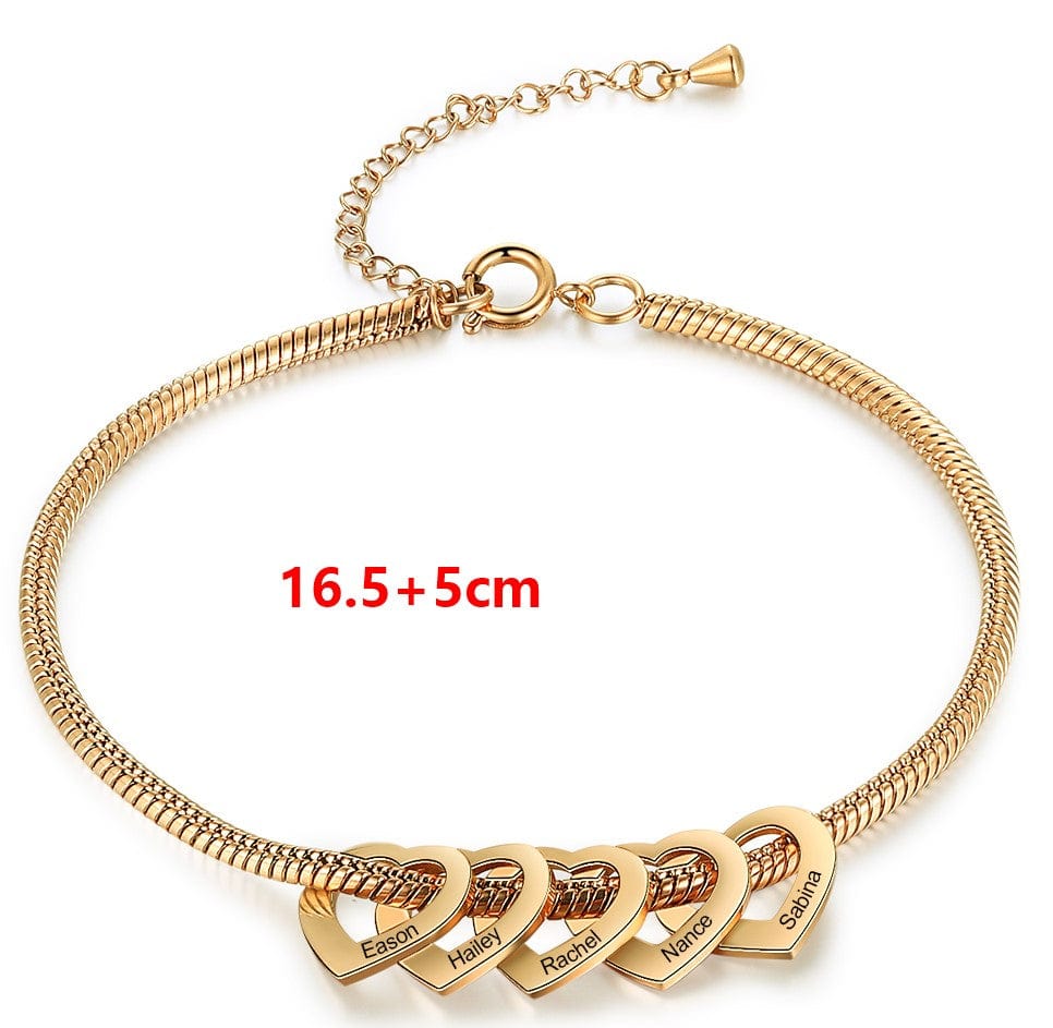 Stainless Steel Heart Shaped Bracelet personalized with 2-6 names - Image 10