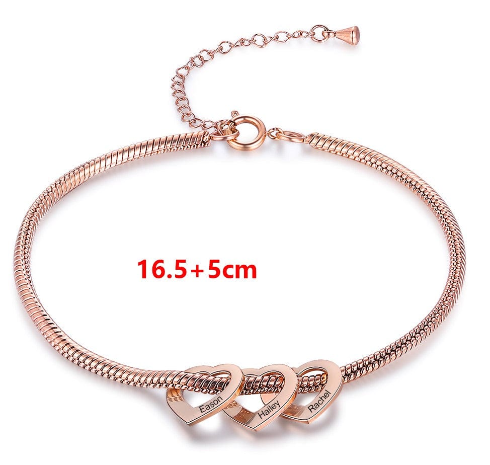 Stainless Steel Heart Shaped Bracelet personalized with 2-6 names - Image 12