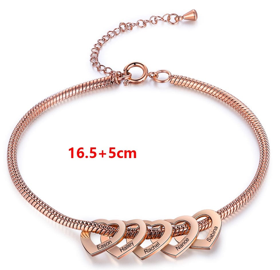 Stainless Steel Heart Shaped Bracelet personalized with 2-6 names - Image 14