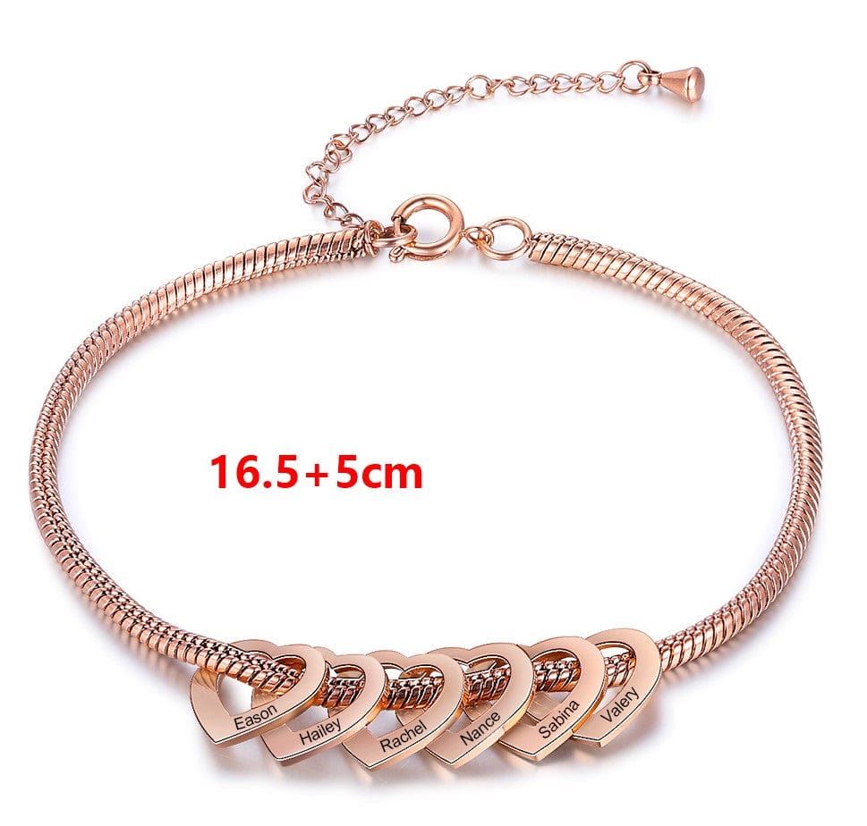 Stainless Steel Heart Shaped Bracelet personalized with 2-6 names - Image 15