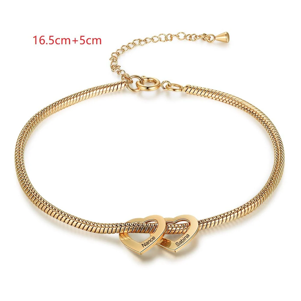 Stainless Steel Heart Shaped Bracelet personalized with 2-6 names - Image 2