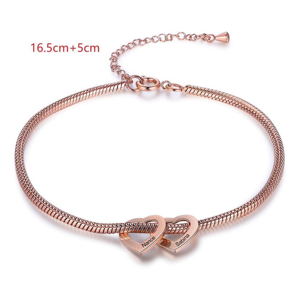 Stainless Steel Heart Shaped Bracelet personalized with 2-6 names - Image 3