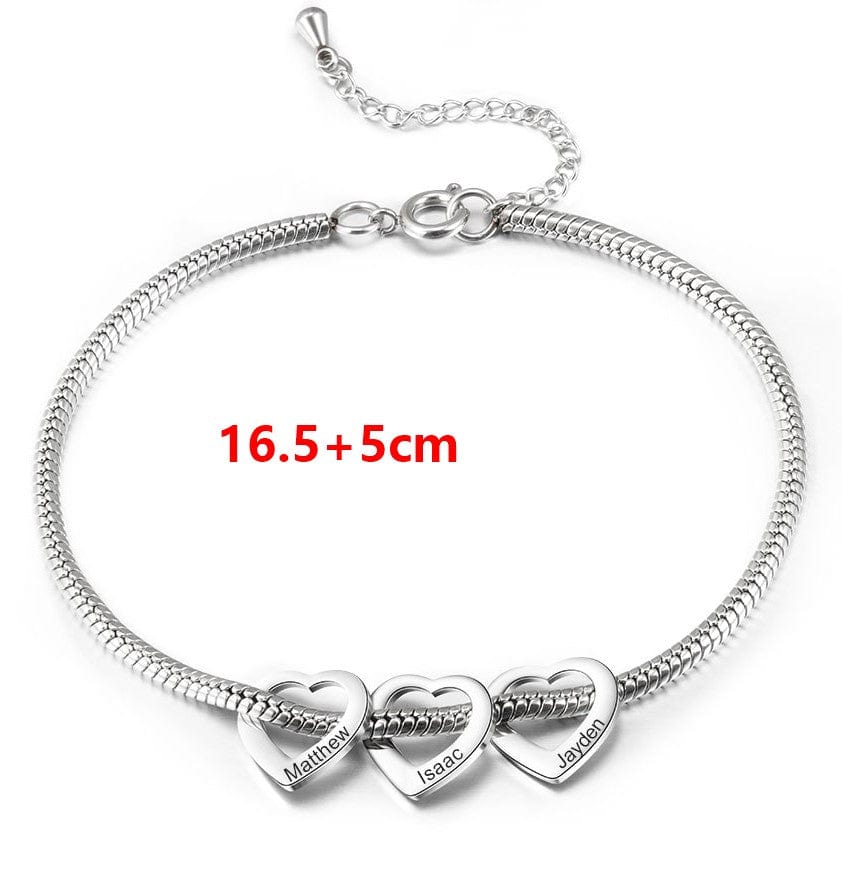 Stainless Steel Heart Shaped Bracelet personalized with 2-6 names - Image 4