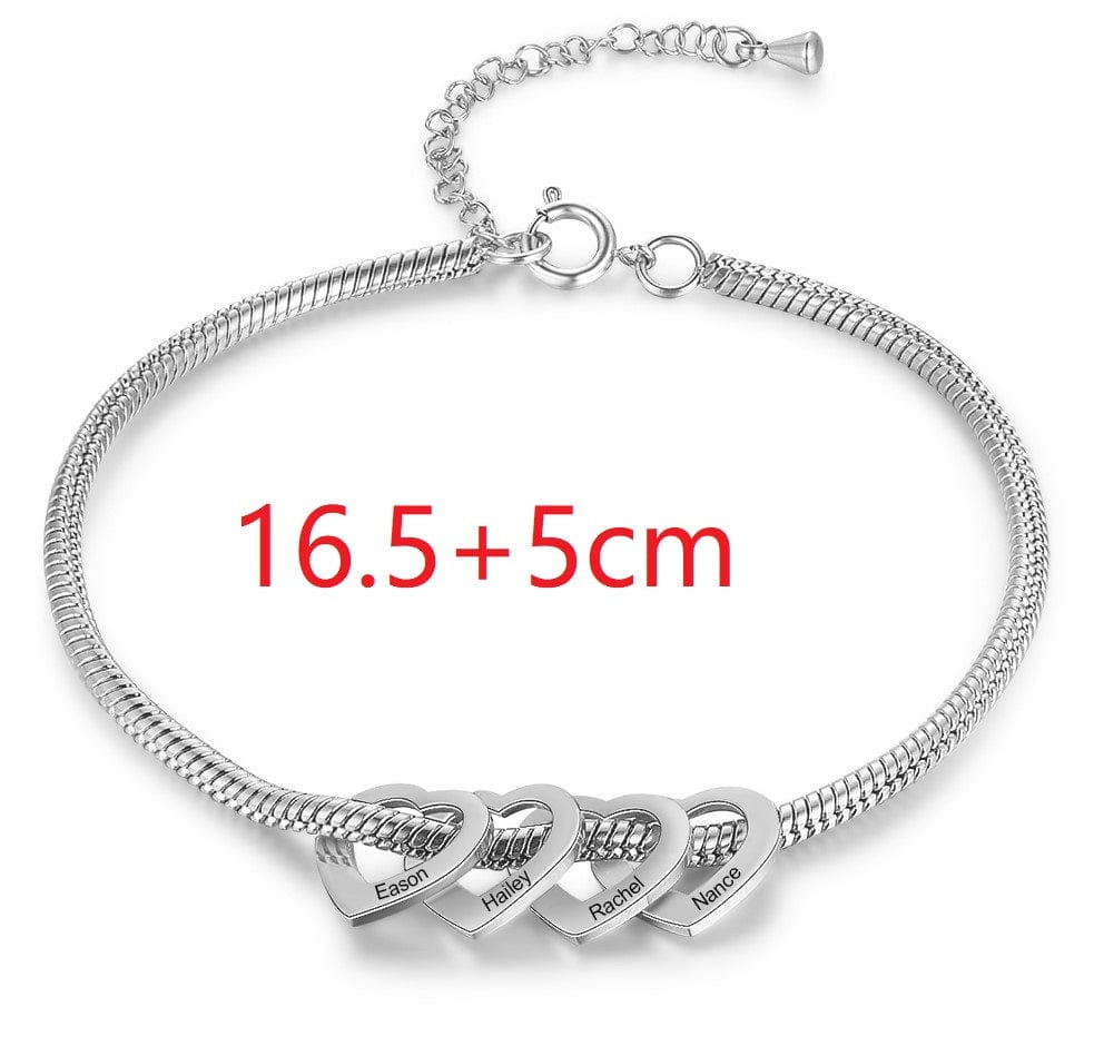 Stainless Steel Heart Shaped Bracelet personalized with 2-6 names - Image 5