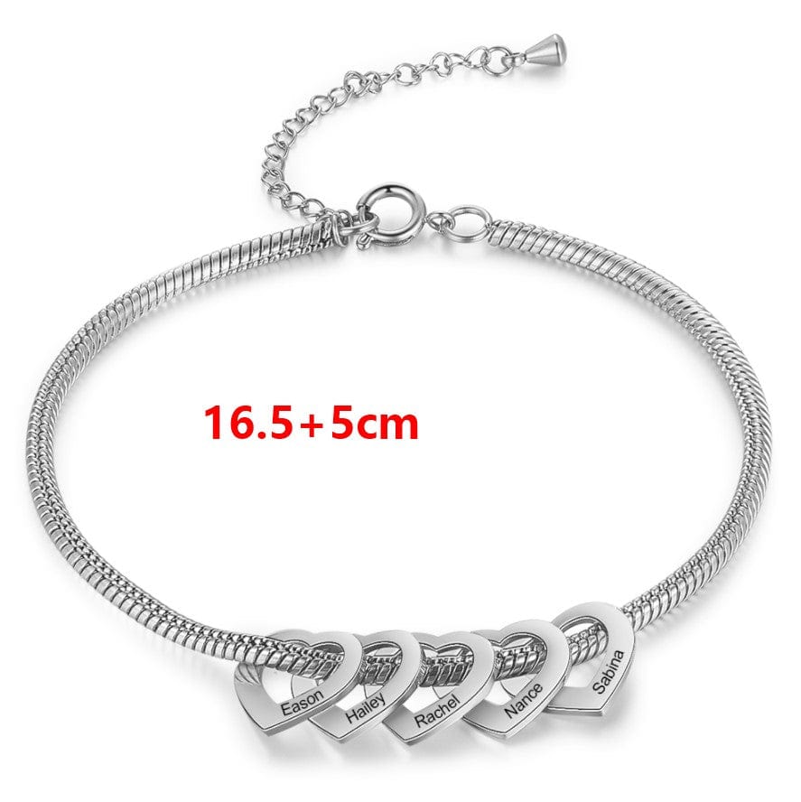 Stainless Steel Heart Shaped Bracelet personalized with 2-6 names - Image 6