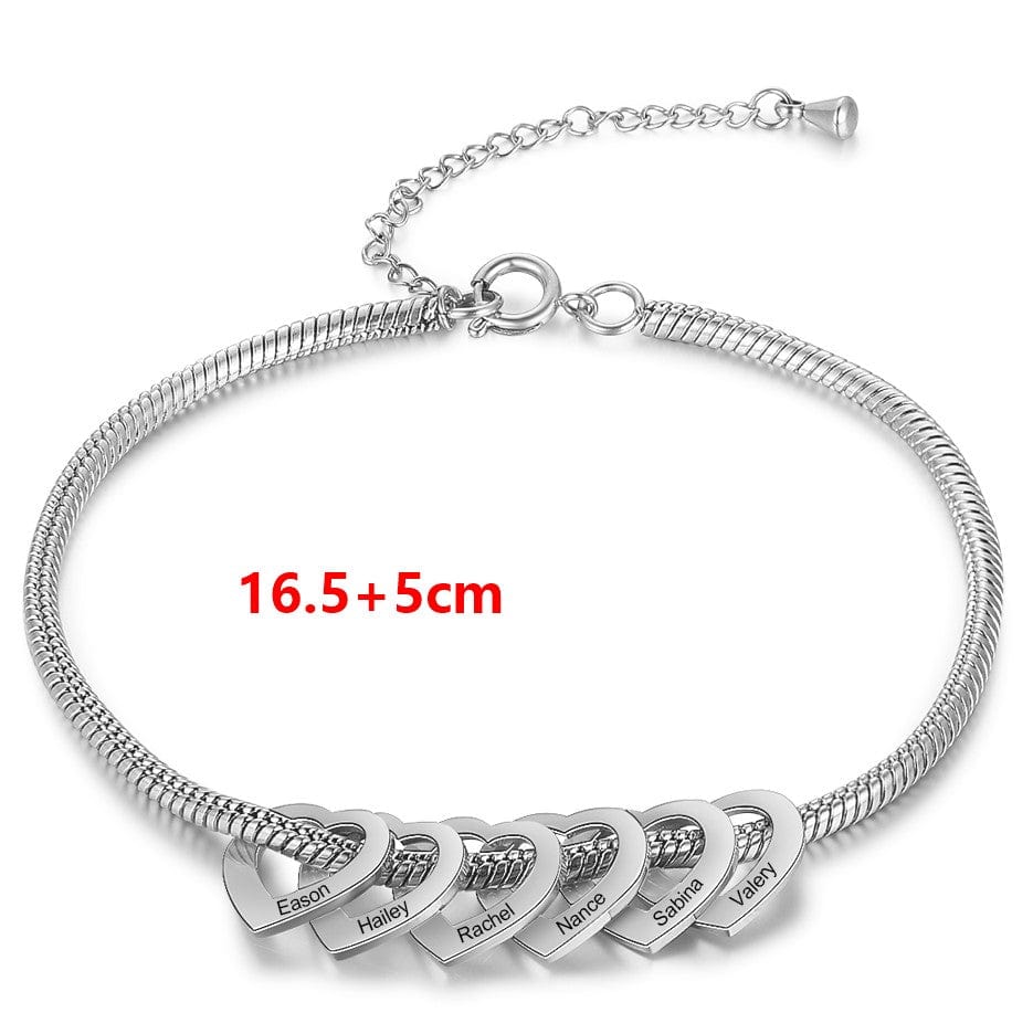 Stainless Steel Heart Shaped Bracelet personalized with 2-6 names - Image 7