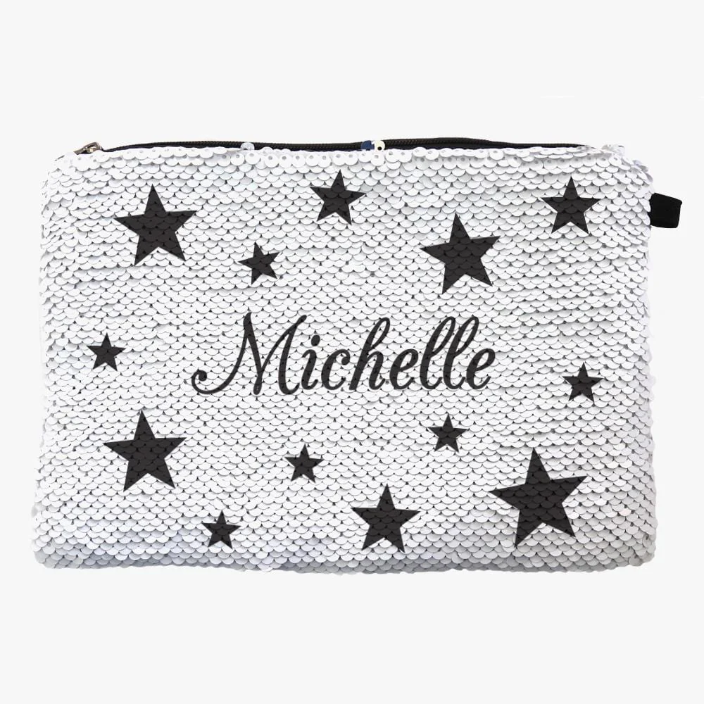 Stars Sequin Makeup Bag Zippered Accessories Pouch