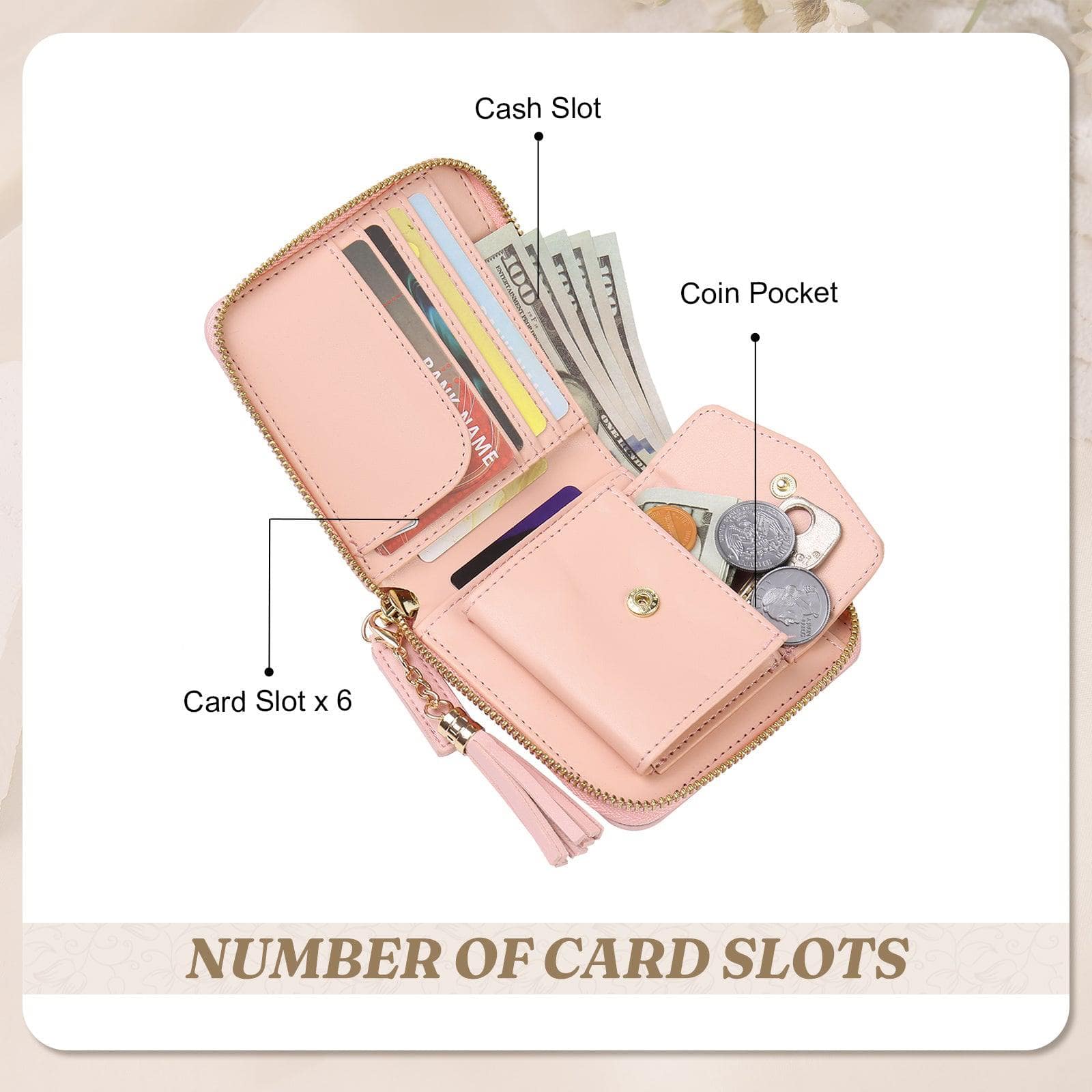 Personalized Women’s Wallet, Custom Photo Engraved PU Leather with Zipper and Tassel - Image 6